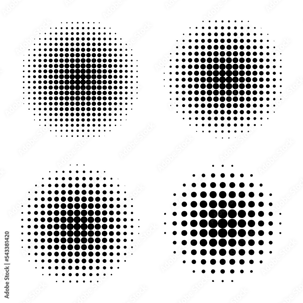 Leinwandbilder halftone circles effect. black dots in round shape isolated on background. comic book texture with b