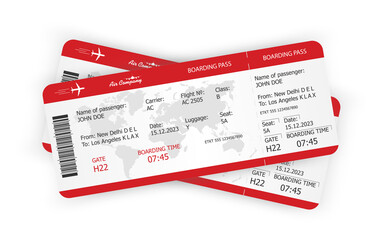 Boarding pass template. Airline ticket, boarding pass. Traveling and tourism concept - obrazy, fototapety, plakaty