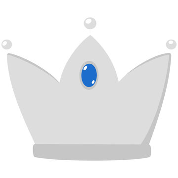 Silver Cartoon Crown Icon Illustration