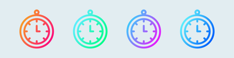 Fototapeta premium Clock line icon in gradient colors. Time signs vector illustration