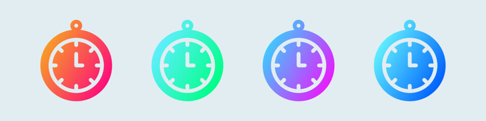 Clock solid icon in gradient colors. Time signs vector illustration
