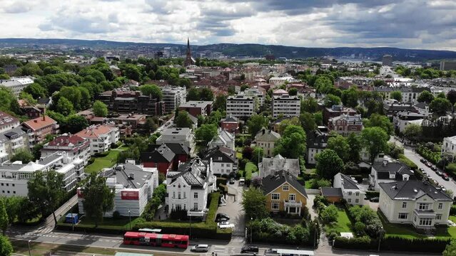Aerial: Frogner Park in Oslo, Norway. Vigeland park. Vigelandsanlegget