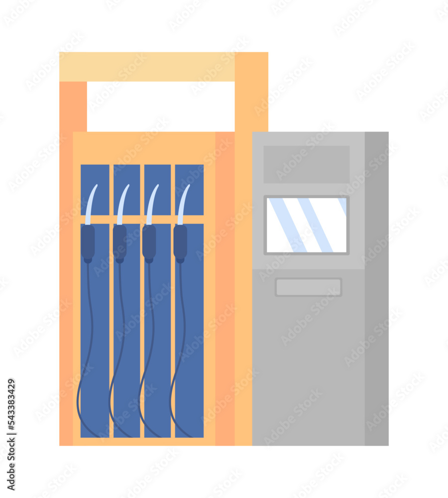 Poster gasoline pump semi flat color vector object. editable element. full sized item on white. city infras