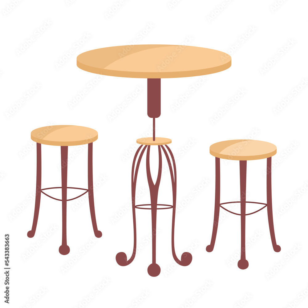 Poster cafe furniture semi flat color vector object. editable element. full sized item on white. table and 