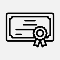 Certificate icon in line style, use for website mobile app presentation