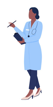 Doctor semi flat color vector character. Editable figure. Full body person on white. Healthcare service. Medical help simple cartoon style illustration for web graphic design and animation