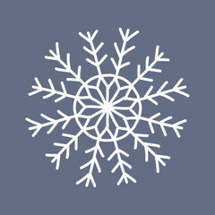 Snowflake in doodle style, winter holiday decoration on background.