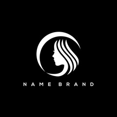natural beauty salon and hair treatment logo in white color. - obrazy, fototapety, plakaty