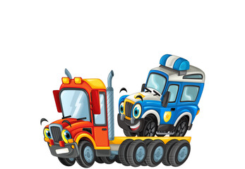 funny cartoon tow truck driver vehicle car isolated