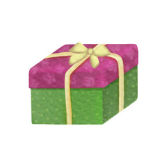 Christmas New Year gift with ribbons on the background.