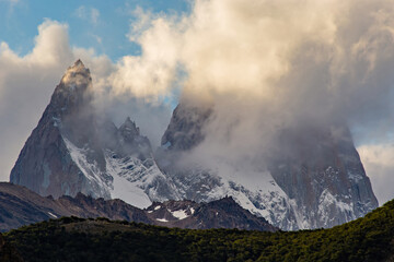 Beautiful nature of Patagonia. Fitz Roy trek, view of Andes mountains, Los Glaciers National Park, El Chalten, Argentina