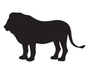 black and white shadow, silhouette of a standing lion