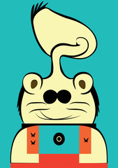Cute funny and scary cartoon monster. Vector illustration