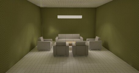 empty space empty places liminal space 3d render backrooms