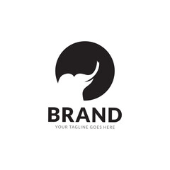 smart elephant logo, big and strong animals of the jungle, vector illustrations