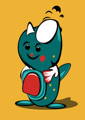 Cute funny and scary cartoon monster. Vector illustration