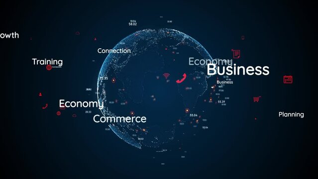 Business keywords and communication network. Search engine.