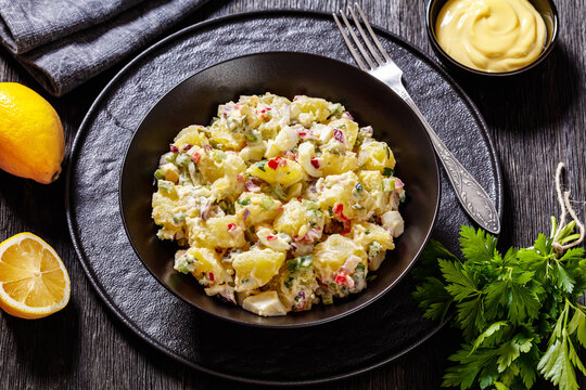 Shout Hallelujah Potato Salad In Black Bowl