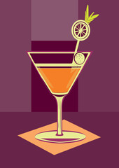 Cocktail background. Template with classic and tropical alcoholic drink, long drinking. Vector illustration.
