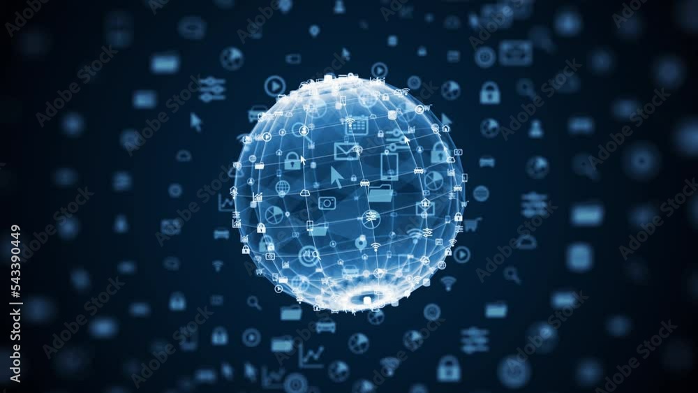 Aufkleber communication network concept. digital transformation.