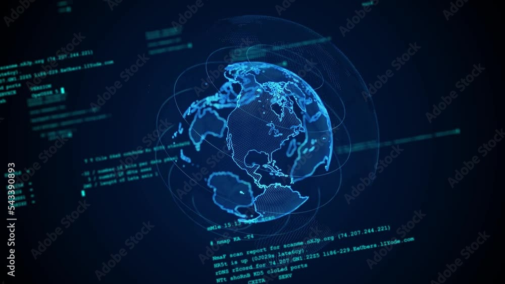 Leinwandbilder planet earth and programming code. digital transformation.