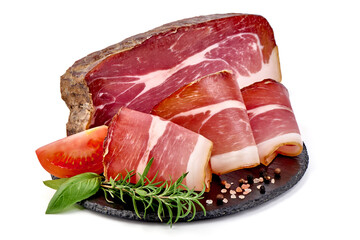 Jamon, jerked meat, isolated on white background. High resolution image.