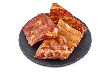 Smoked ribs, isolated on white background. High resolution image.