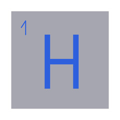 Hydrogen. An element of the periodic table of Mendeleev. An atom for alternative energy. Flat style. Vector.
