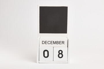 Calendar with the date 08 December and a place for designers. Illustration for an event of a certain date.