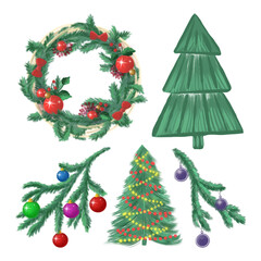 Set with New Year's winter elements on the background.