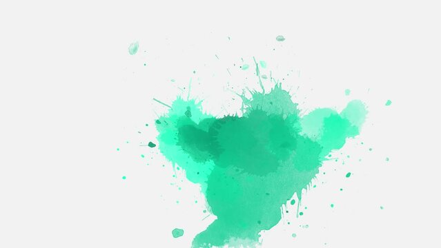 Dark green Watercolor ink drops. Abstract ink slow motion transition reveal. ink splatter compositing, watercolor transition, ink wet brush stroke, fluid art background, overlay, alpha matte.