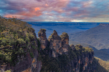 View of Echo Point Blue Mountains three sisters Katoomba Sydney NSW Australia