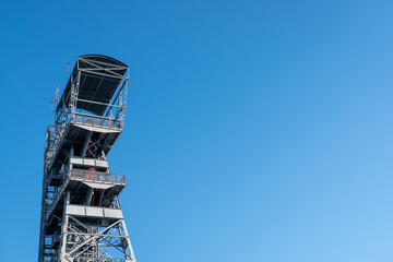 The mine shaft of the former mine has been converted into an observation tower. Katowice, Poland