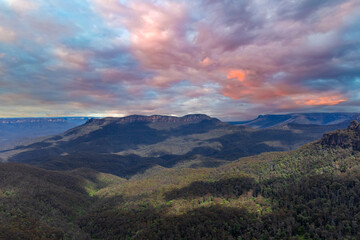 View of Echo Point Blue Mountains three sisters Katoomba Sydney NSW Australia
