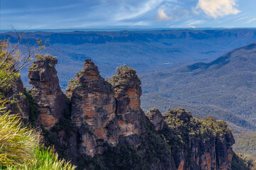 View of Echo Point Blue Mountains three sisters Katoomba Sydney NSW Australia
