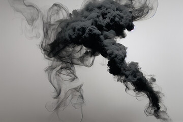 Fototapeta premium Real black and white smoke comes out. Dramatic smoke or fog effect for spooky Halloween background. Abstract black and white smoke explosion effect. Fog and steam.