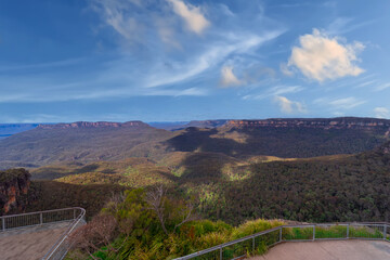 View of Echo Point Blue Mountains three sisters Katoomba Sydney NSW Australia
