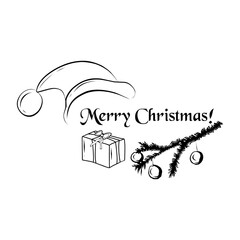 Set with New Year winter elements and lettering in doodle style.