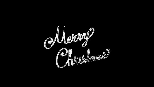 Merry Christmas and hand drawn lickety-split animation Alpha Channel white chalk English