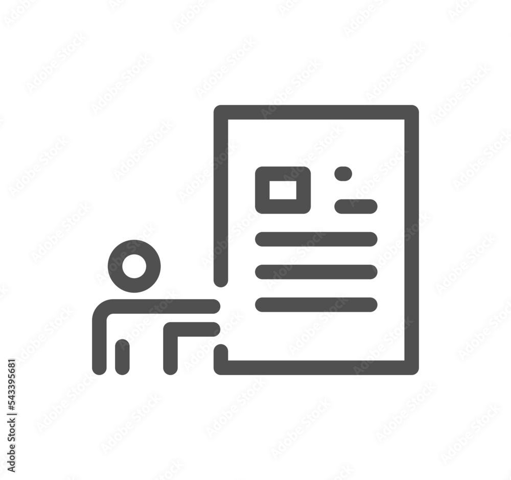 Poster document and paper icon outline and linear vector.