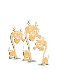 Children book cute cartoon animals illustration of giraffes isolated on white background 