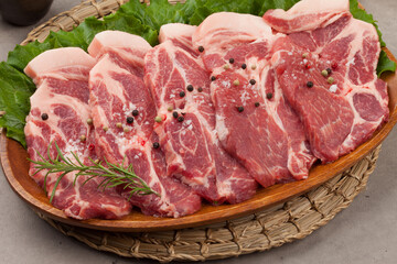 Indoor, meat, pork neck, pork neck, fat, raw meat, pork, food, meal, fresh, cooking, food,...