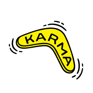 recommend clip art: Karma is a boomerang doodle drawing. Vector illustration.