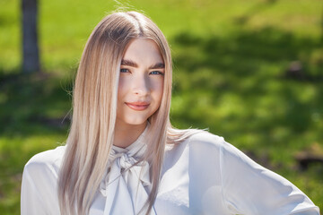 Portrait of a young beautiful blonde girl