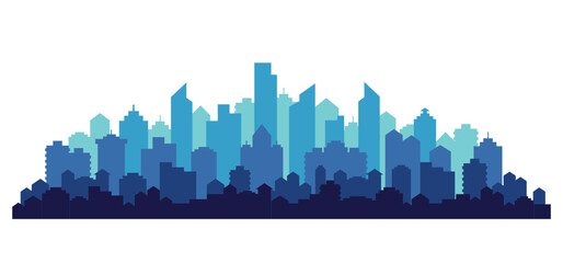 Colorful flat urban cityscape. Modern landscape. Horizontal banner with megapolis silhouette, architecture abstract panorama. Great city map creator. Vector illustration.