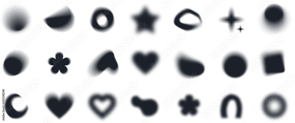 Leinwandbilder black blurry shapes, abstract geometric forms with soft edges, blurry flower or heart aura aesthetic