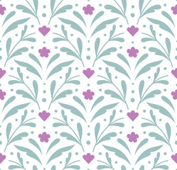 Modern floral art deco seamless pattern. Vector damask illustration with leaves. Decorative botanical background.