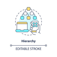 Hierarchy concept icon. Information architecture. User experience design principle abstract idea thin line illustration. Isolated outline drawing. Editable stroke. Arial, Myriad Pro-Bold fonts used