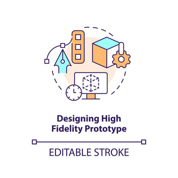 Designing high fidelity prototype concept icon. App wireframe. Frequent UX mistake abstract idea thin line illustration. Isolated outline drawing. Editable stroke. Arial, Myriad Pro-Bold fonts used