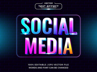Social Media With Full Color 3D Editable Text Effect